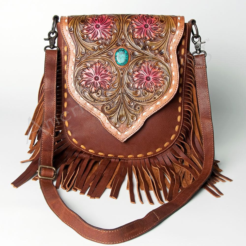 American Darling ADBGZ474 Large Crossbody Hand Tooled Genuine Leather Women Bag Western Handbag Purse