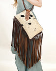 American Darling ADBGZ328A Wristlet Hand Tooled Hair On Genuine Leather women bag western handbag purse
