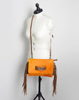 American Darling ADBG501A Clutch Hand Tooled Hair On Genuine Leather women bag western handbag purse