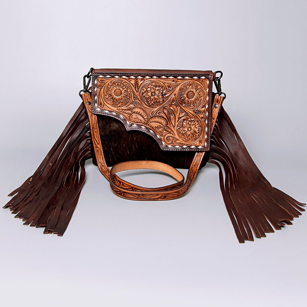 American Darling ADBGZ279A Cross Body Hand Tooled Hair On Genuine Leather women bag western handbag purse