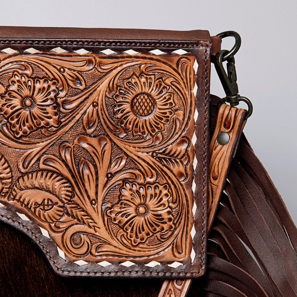 American Darling ADBGZ279A Cross Body Hand Tooled Hair On Genuine Leather women bag western handbag purse