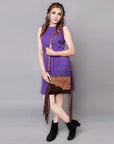 American Darling ADBGZ279A Cross Body Hand Tooled Hair On Genuine Leather women bag western handbag purse