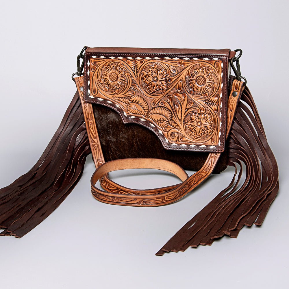 American Darling ADBGZ279A Cross Body Hand Tooled Hair On Genuine Leather women bag western handbag purse