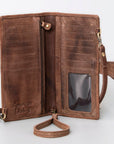American Darling Wristlet Bag, Hand-Painted Genuine Leather, Western Vegetable Tanned Full Grain Leather Wallet Bag