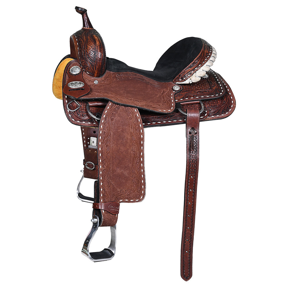 Hilason Western Horse Barrel Racing Trail American Leather Saddle Dark Brown Tack