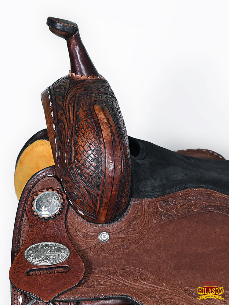 Hilason Western Horse Barrel Racing Trail American Leather Saddle Dark Brown Tack