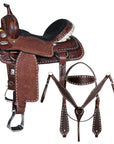 Hilason Western Horse Barrel Racing Trail American Leather Saddle Dark Brown Tack