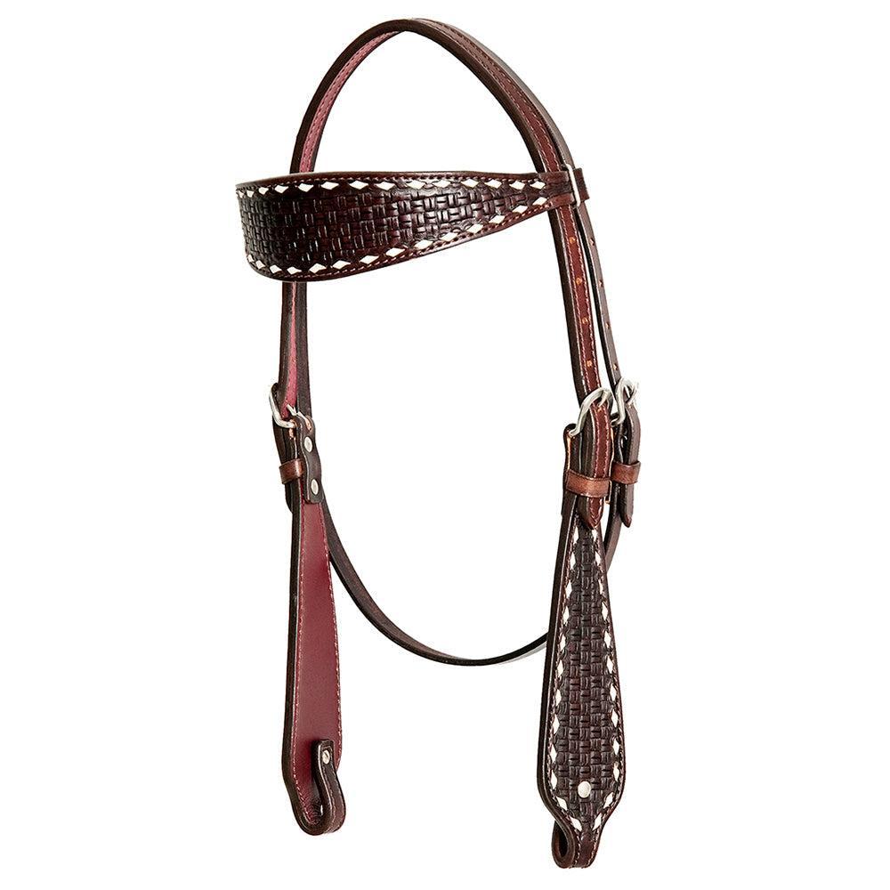 HILASON Western Horse Genuine Leather Headstall &amp; Breast Collar With Side BuckStitch Brown