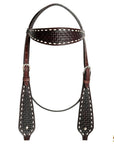 HILASON Western Horse Genuine Leather Headstall & Breast Collar With Side BuckStitch Brown