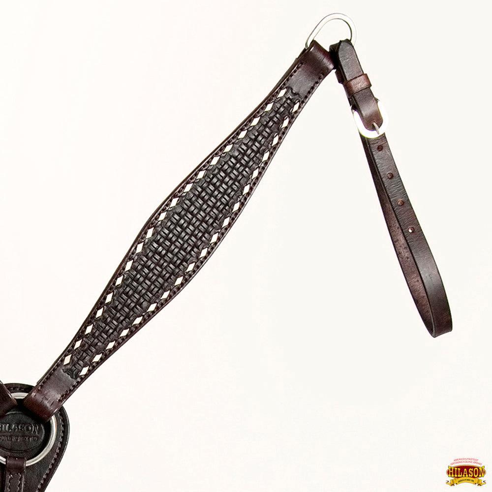 HILASON Western Horse Genuine Leather Headstall &amp; Breast Collar With Side BuckStitch Brown