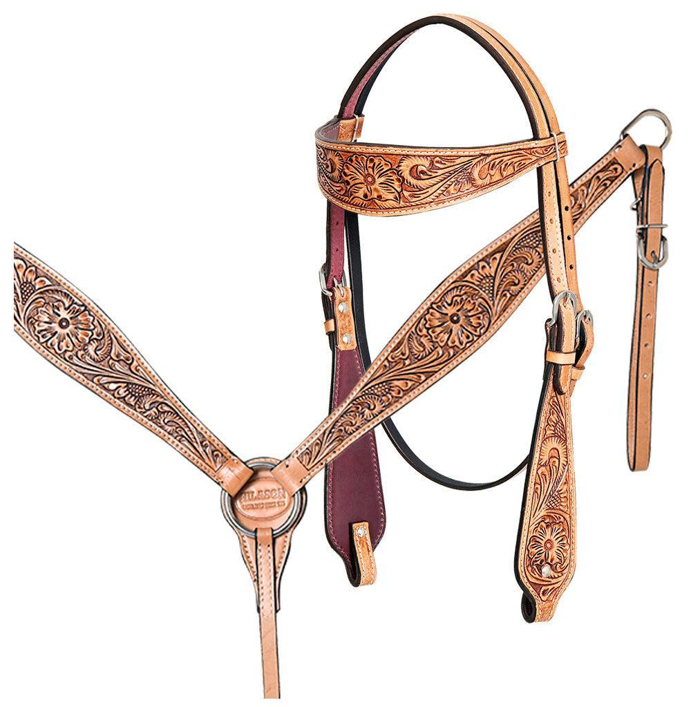 Hilason Western American Leather Horse Tack Set Tan