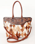 American Darling Tote Hand Tooled Hair On Genuine Leather Women Bag Western Handbag Purse