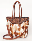 American Darling Tote Hand Tooled Hair On Genuine Leather Women Bag Western Handbag Purse