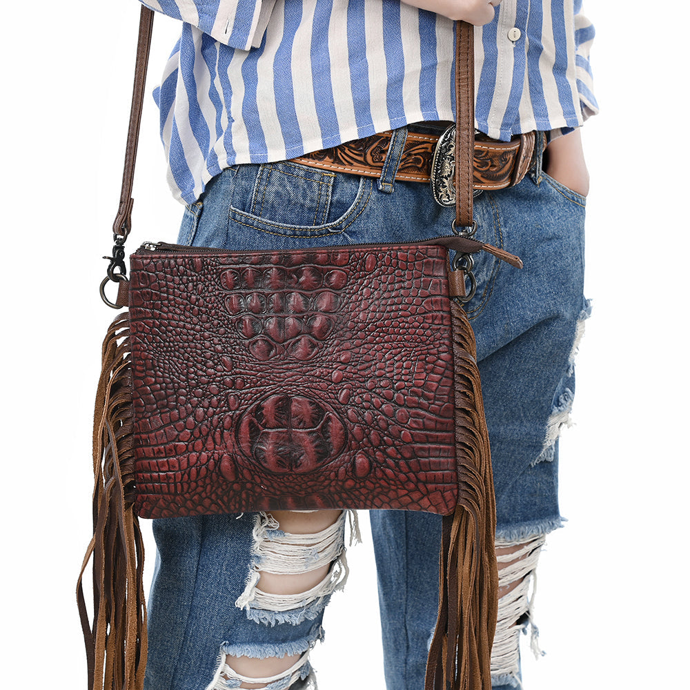 American Darling Cross Body Crocodile Embossed Genuine Leather Western Women Bag Handbag Purse | Crossbody for Cute