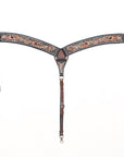 BAR H EQUINE Genuine Horse Hand Tooled Leather Curved Breast Collar Brown