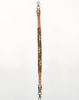 Bar H Equine Horse Genuine Leather Floral Design Tie Downs Snap Ends Tan