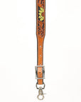 Bar H Equine Horse Genuine Leather Floral Design Tie Downs Snap Ends Tan