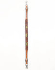 Bar H Equine Horse Genuine Leather Floral Design Tie Downs Snap Ends Tan