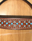 Bar H Equine Western Horse Genuine Leather Hand Tooled  Headstall Tan