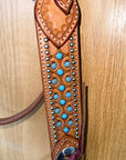 Bar H Equine Western Horse Genuine Leather Hand Tooled  Headstall Tan