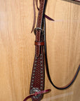 Bar H Equine Western Horse Genuine Leather Hand Tooled  Headstall Dark Brown