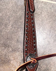 Bar H Equine Western Horse Genuine Leather Hand Tooled One Ear Headstall Dark Brown