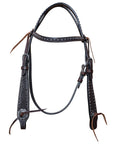 Bar H Equine Western Horse Genuine Leather Hand Tooled  Headstall Dark Brown