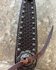 Bar H Equine Western Horse Genuine Leather Hand Tooled One Ear Headstall Dark Brown