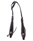 Bar H Equine Western Horse Genuine Leather Hand Tooled One Ear Headstall Dark Brown