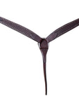 BAR H EQUINE Genuine Horse Hand Tooled Basketweave Leather Breast Collar Dark Brown