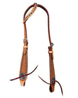 Bar H Equine Western Horse Genuine Leather Hand Tooled One Ear Headstall Dark Brown