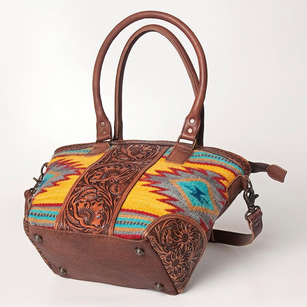American Darling ADBG772 Tote Hand Tooled Saddle Blanket Genuine Leather Women Bag Western Handbag Purse