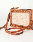 American Darling Wallet for Women, Hand Tooled Floral Leather, Vegetable-Tanned Full Grain Western Clutch with YKK Zipper