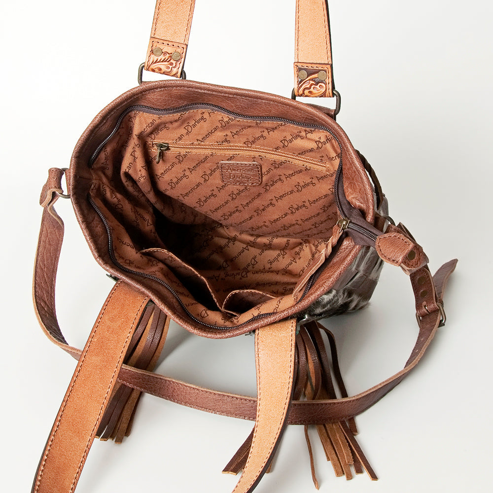 American Darling Tote Bag for Women, Hair-On Cowhide Western Bag, Premium Full Grain Leather with Fringes &amp; YKK Zipper