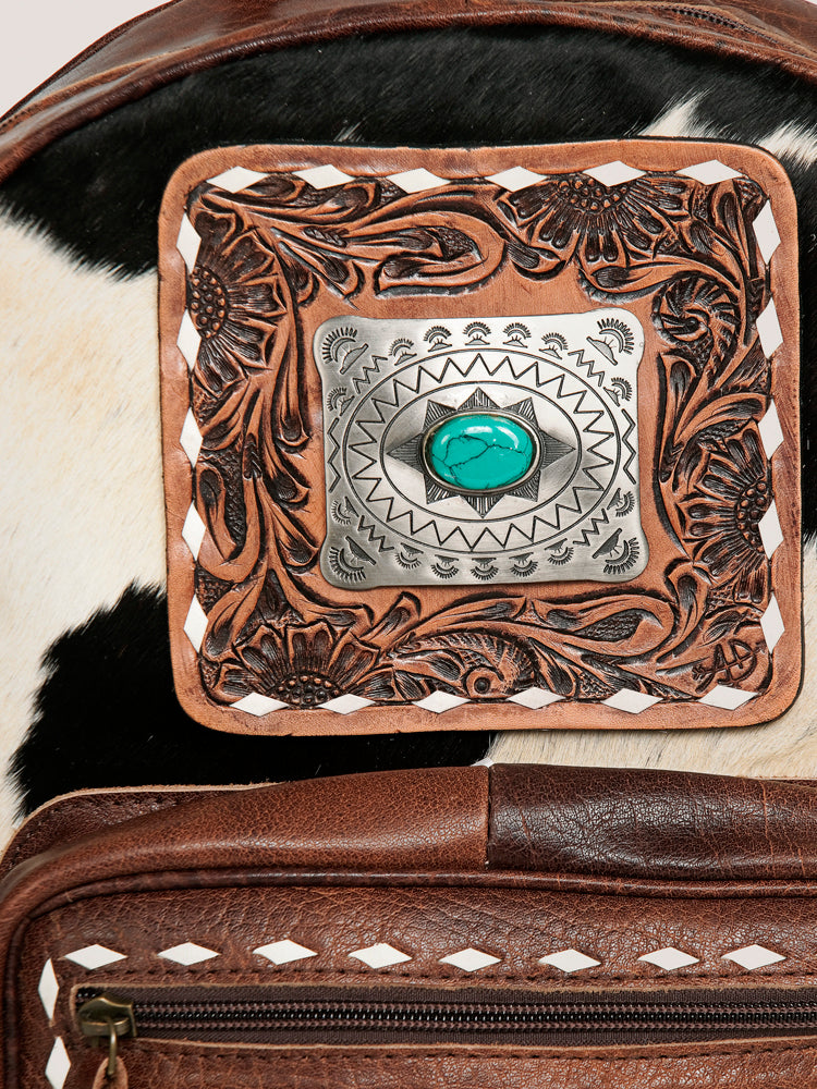 ADBG782 American Darling Hand Tooled Saddle Blanket Hair On Genuine Leather Women Bag Western Handbag Purse