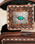 ADBG782 American Darling Hand Tooled Saddle Blanket Hair On Genuine Leather Women Bag Western Handbag Purse