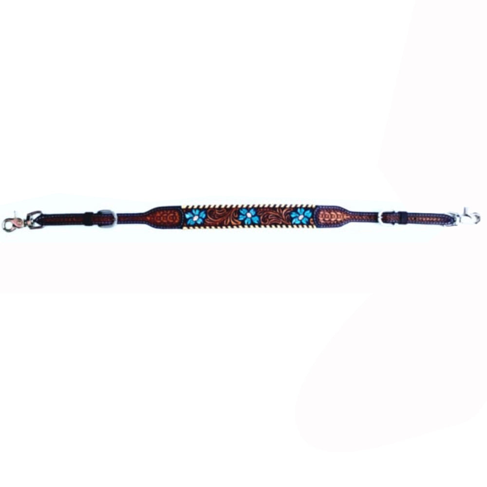 Bar H Equine American Leather Horse Saddle Tack One Ear Headstall | Breast Collar | Browband Headstall | Wither Strap | Tack Set for Horses Turquoise Bloom BER111