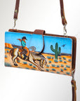 American Darling Wristlet Bag, Hand-Painted Genuine Leather, Western Vegetable Tanned Full Grain Leather Wallet Bag