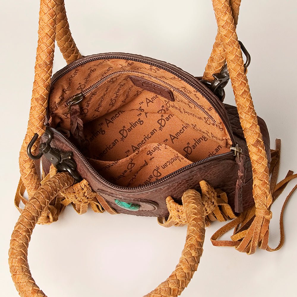 American Darling Hand Tooled Hair On Genuine Leather Women Bag Western Handbag Purse