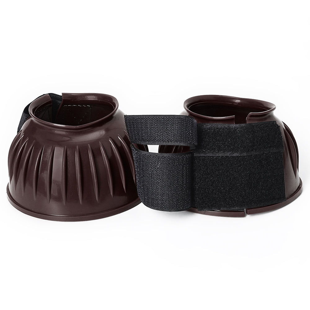 Hilason Western Horse PVC Ribbed Double Hook &amp; Loop Leg Bell Boots