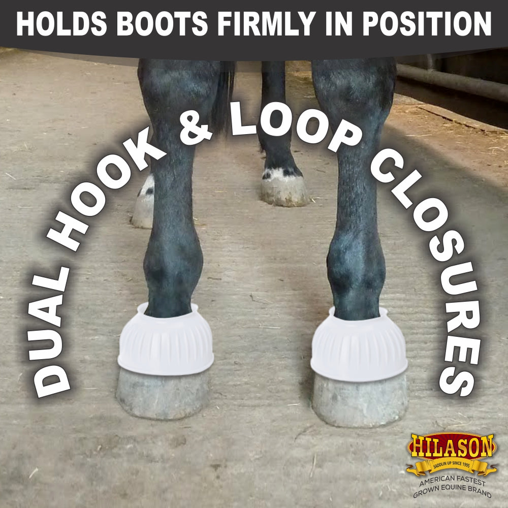 Hilason Western Horse PVC Ribbed Double Hook &amp; Loop Leg Bell Boots