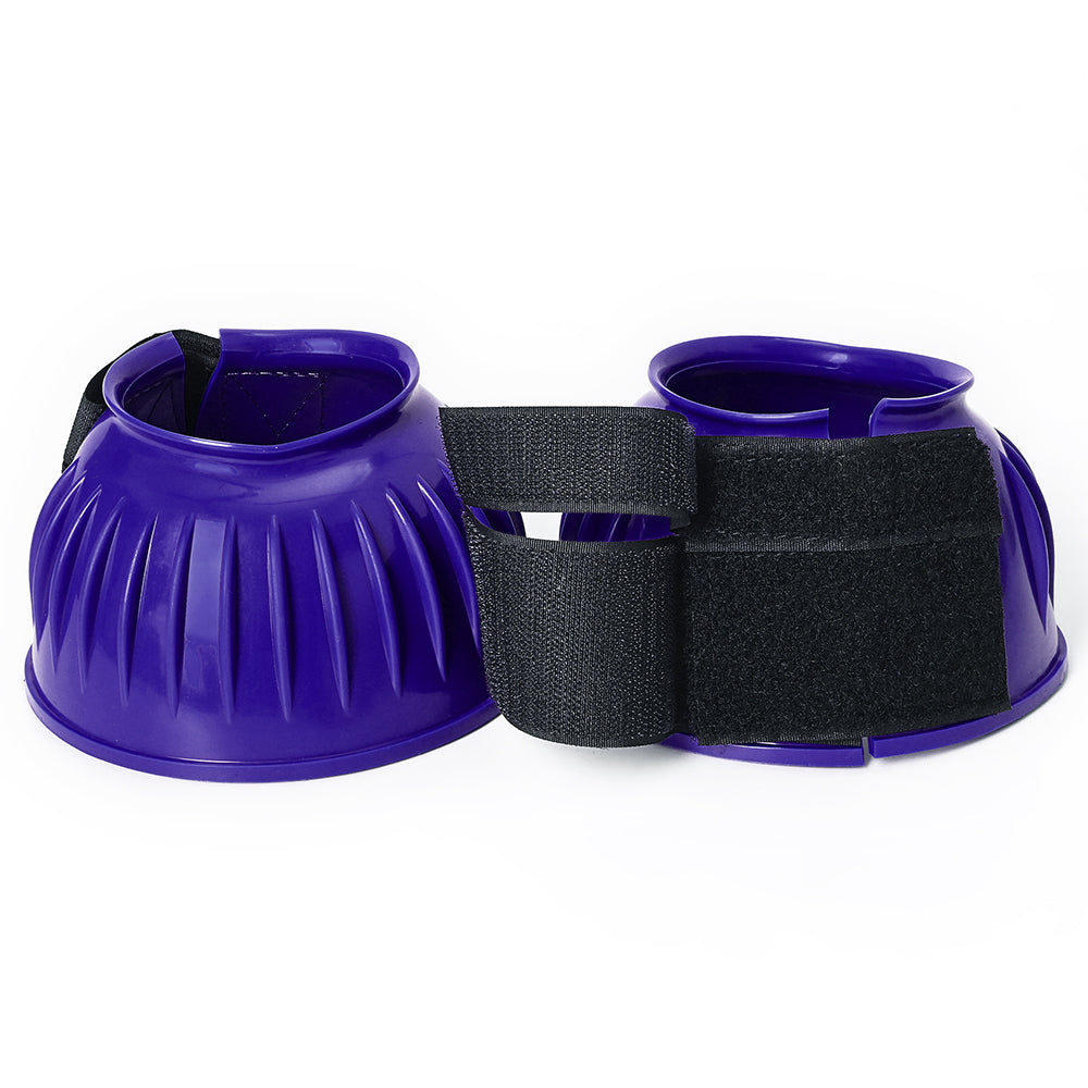 Hilason Western Horse PVC Ribbed Double Hook &amp; Loop Leg Bell Boots