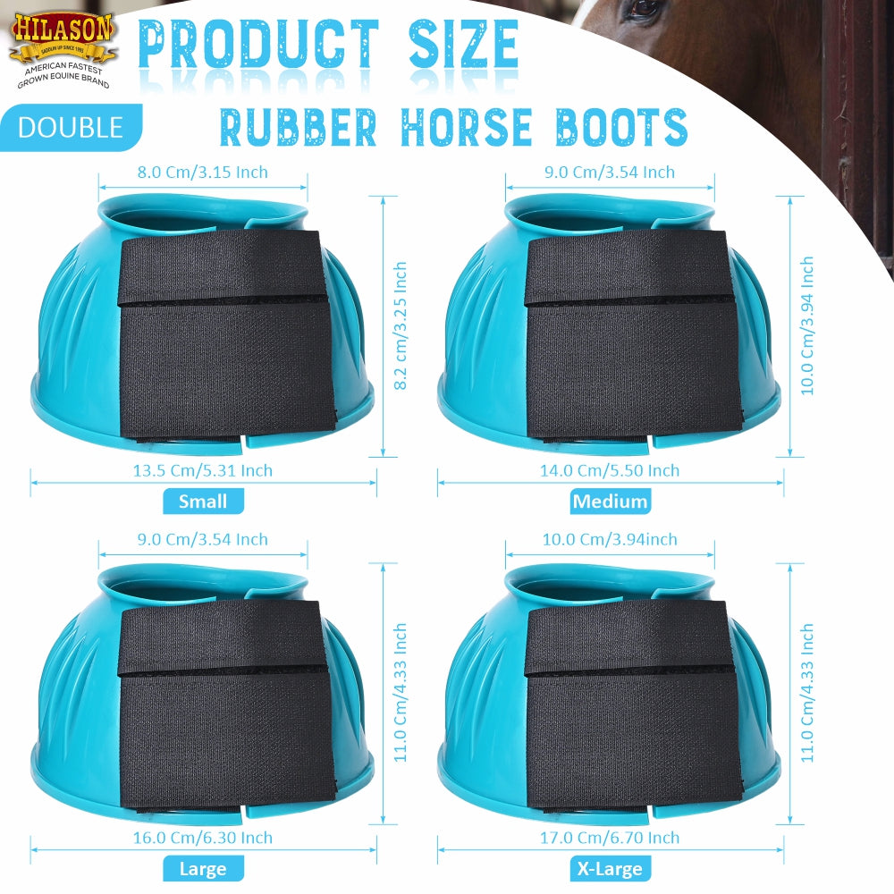 Hilason Western Horse PVC Ribbed Double Hook &amp; Loop Leg Bell Boots