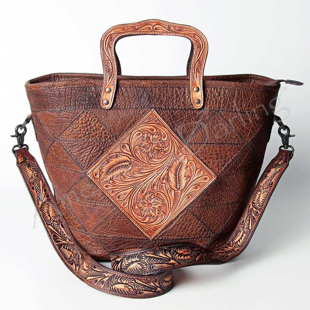 American Darling ADBGZ517 Tote Hand Tooled Genuine Leather Women Bag Western Handbag Purse