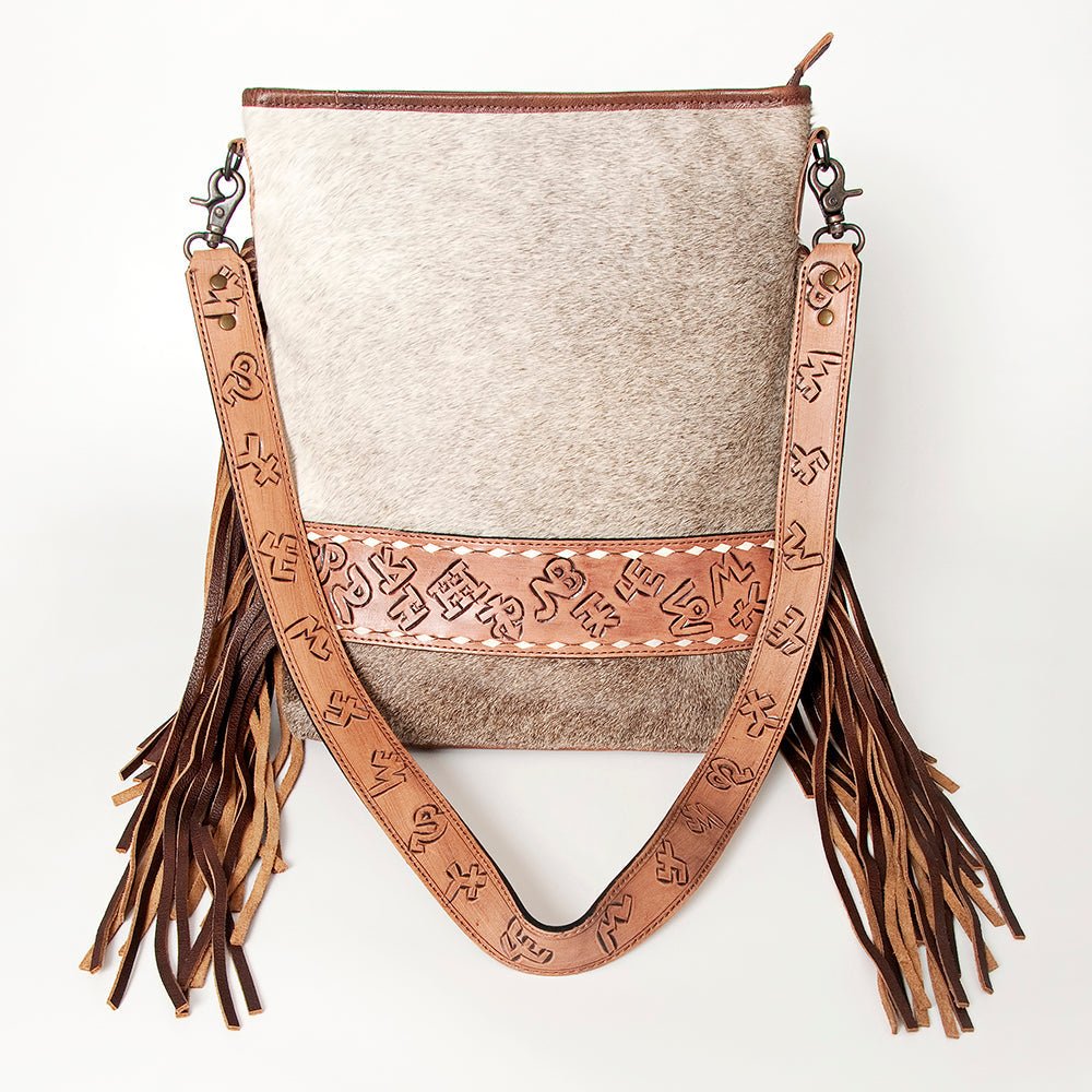 American Darling Messenger Hand Tooled Hair On Genuine Leather Women Bag Western Handbag Purse