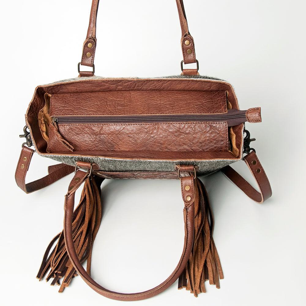 ADBG662BRAH American Darling Hand Tooled Hair On Genuine Leather Women Bag Western Handbag Purse
