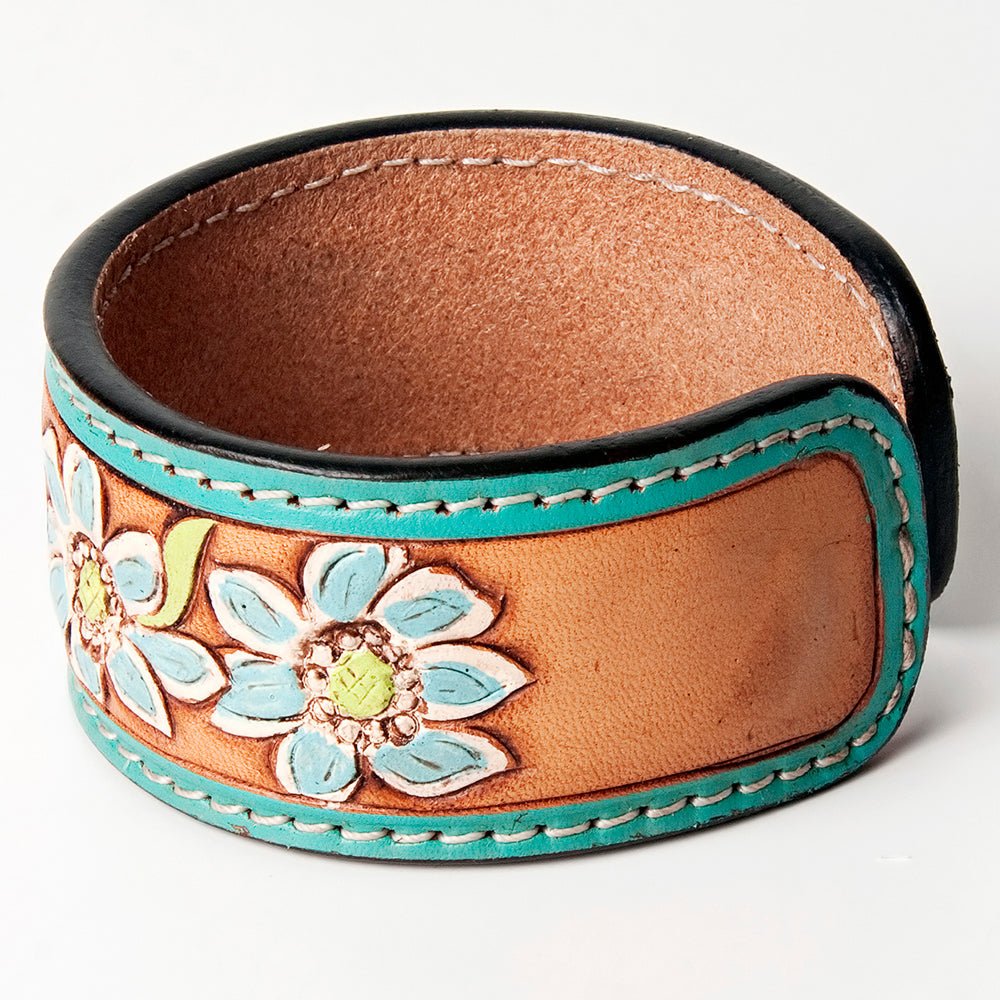 American Darling Bracelet Hand Tooled Carved Genuine Leather Women | Handmade Western Rustic