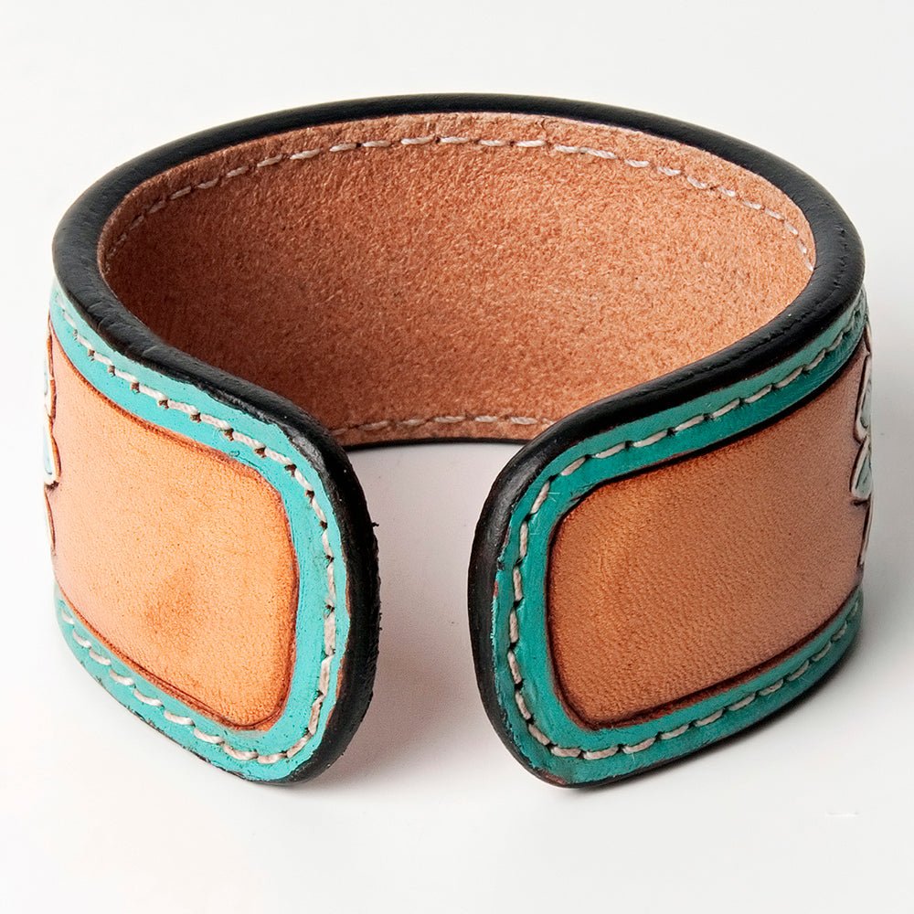 American Darling Bracelet Hand Tooled Carved Genuine Leather Women | Handmade Western Rustic