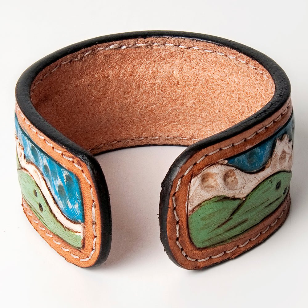 American Darling Bracelet Hand Tooled Carved Genuine Leather Women | Handmade Western Rustic