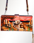 American Darling Wristlet Bag, Hand-Painted Genuine Leather, Western Vegetable Tanned Full Grain Leather Wallet Bag
